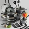 18-Piece Nonstick Cookware Set;  Steel Gray