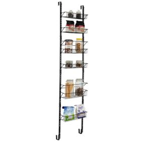 Over the Door Pantry Organizer Rack with Adjustable Door Hook and 6 Basket