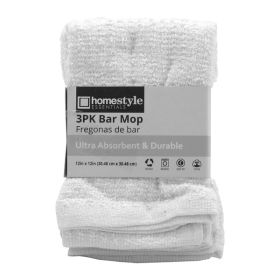 3 pk. Bar Mop Wash Cloth Restaurant Cleaning Towels - White