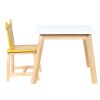 5 Piece Kiddy Table and Chair Set , Kids Wood Table with 4 Chairs Set Cartoon Animals