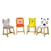 5 Piece Kiddy Table and Chair Set , Kids Wood Table with 4 Chairs Set Cartoon Animals