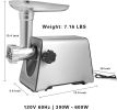 Electric Meat Grinder with Sausage & Kubbe Kit, 3 Grinder Plates, 800W Power,Sliver