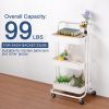 3 Tiers Rolling Utility Cart/White