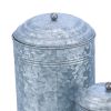 Rustic Metal Galvanized Canisters- Set of 3- Benzara