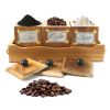 WILLART Handcrafted Teak Wood Antique Look Tea Coffee Sugar 3 Container Set in Wooden Tray â€“ Container with Lids (Dimension : 13.50 x 5.50 x 6 Inch)