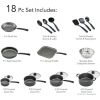 18-Piece Nonstick Cookware Set;  Steel Gray