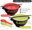 World Market Japanese Ceramic Ramen Bowl Set of 2 - Noodle Bowl with Soup Spoon and Chopsticks - Serving Bowls for Noodle;  Ramen;  Udon;  Miso;  Thai