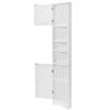 Multi-Functional Corner Cabinet Tall Bathroom Storage Cabinet with Two Doors and Adjustable Shelves; Open Shelf; White