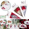 12PCS Christmas Gnome Plush Cutlery Holders Knife Fork Pockets Silverware Holder