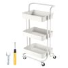 3 Tiers Rolling Utility Cart/White