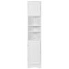 Multi-Functional Corner Cabinet Tall Bathroom Storage Cabinet with Two Doors and Adjustable Shelves; Open Shelf; White