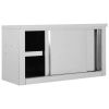 Kitchen Wall Cabinet with Sliding Doors 35.4"x15.7"x19.7" Stainless Steel