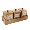 WILLART Handcrafted Teak Wood Antique Look Tea Coffee Sugar 3 Container Set in Wooden Tray â€“ Container with Lids (Dimension : 13.50 x 5.50 x 6 Inch)