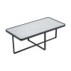 Minimalism rectangle coffee table; Black metal frame with sintered stone tabletop