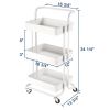 3 Tiers Rolling Utility Cart/White