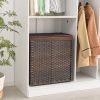 Divided Laundry Hamper, Synthetic Rattan Handwoven Clothes Laundry Basket with Lid and Handles, Foldable, Removable Liner Bag, Brown