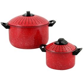 Gibson Home Casselman 4-Piece Nonstick Pasta Pot Set in Red with Bakelite Handle/Knob