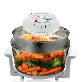 MegaChef Multipurpose Countertop 14.25 Inch Halogen Oven Air Fryer/Rotisserie/Roaster in White