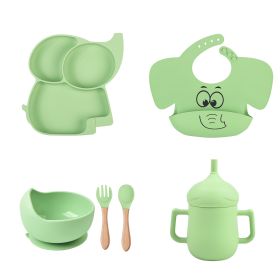 Children's Cartoon Elephant Silicone Tableware Set (Option: )