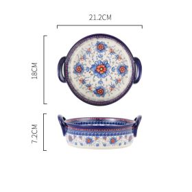 Polish Style French Underglazed Ceramic Cutlery Round Baking Tray (Option: )