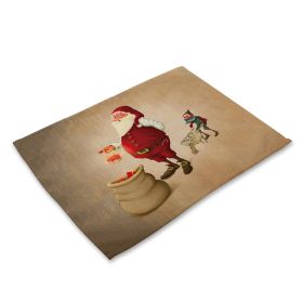 Santa Claus Printing Cotton Linen Western Placemat Holiday Series Tableware Mat (Option: )