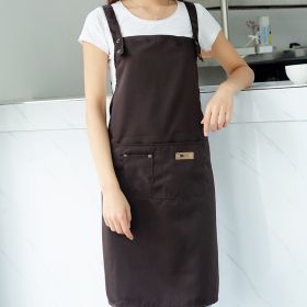 Workwear apron work new style Nordic simple thickened waterproof customized logo printed advertising work clothes (colour: Strap coffee)