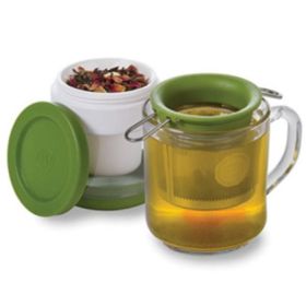 Outdoor Camping Travel Tea Infuser Progressive  3tsp (Color: Green & White)