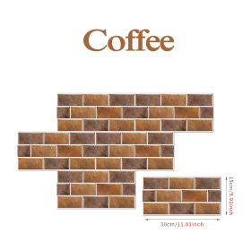 6PCS Peel and Stick Tile Backsplash for Kitchen Wall;  Self Adhesive Backsplash Tile Stickers;  Mosaic Tiles;  3D Brick Wallpaper (Color: Coffee)