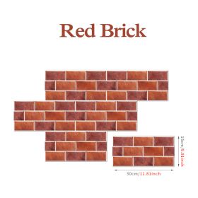 6PCS Peel and Stick Tile Backsplash for Kitchen Wall;  Self Adhesive Backsplash Tile Stickers;  Mosaic Tiles;  3D Brick Wallpaper (Color: Red Brick)