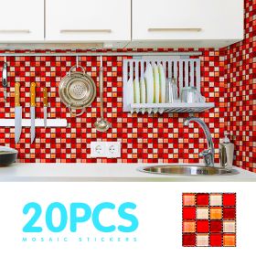 20Pcs Self Adhesive Mosaic Tile Stickers Waterproof Sticky Wallpaper Tile Decals (Style: E)