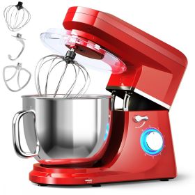 7.5 QT Tilt-Head Stand Mixer 6 Speed 660W with Dough Hook Beater (Color: Red)