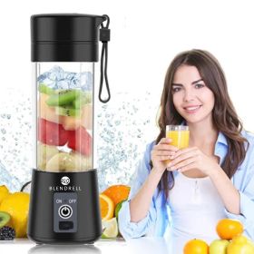 Portable Handheld USB Electric Juice Blender 6 Blades Deluxe Version by Blendrell  Perfect portable tool (Color: Black)