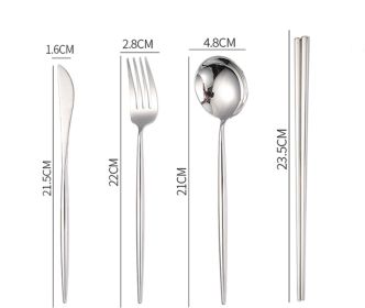 Nordic Style 304 Stainless Steel Western Food Knife Spoon Chopsticks Four-piece Set (Option: )