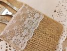 25/50/100PCS 4 x 8Inch Natural Burlap Lace Storage Bag Linen Cutlery Pouch Knife Fork Tableware Poket Utensil Organizer for Wedding Party Restaurant