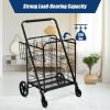 Jumbo Basket Folding Shopping Cart With Swiveling Wheels And Dual Storage Baskets