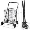 Jumbo Basket Folding Shopping Cart With Swiveling Wheels And Dual Storage Baskets