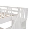 Stairway Full-Over-Full Bunk Bed with Drawer;  Storage and Guard Rail for Bedroom