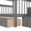 Stairway Full-Over-Full Bunk Bed with Drawer;  Storage and Guard Rail for Bedroom